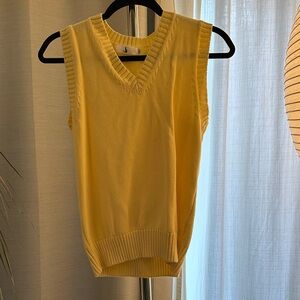 Yellow Sleeveless Women's V-Neck Sweater
